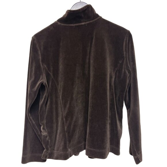 Ralph Lauren Women's Track Jacket Brown Velour Full Zip Long Sleeve Size Large - Picture 5 of 9